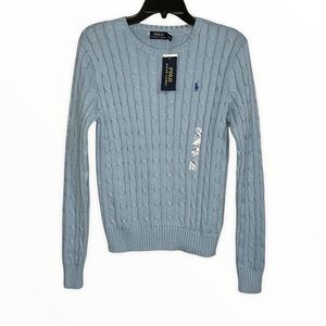 Polo Ralph Lauren Light Blue Cable Knit Sweater Size Medium